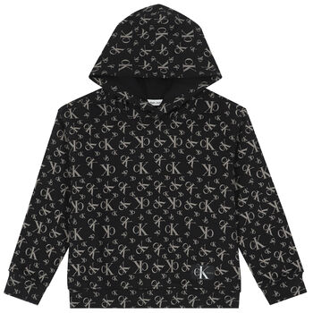 Boys Black Logo Hooded Sweatshirt