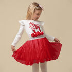 Girls White & Red Tulle Skirt Set, 2, hi-res
