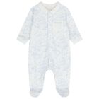 Baby Boys White & Blue Toile De Jouy Babygrow Gift Set, 1, hi-res