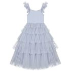 Girls Blue Sequin Tulle Dress, 1, hi-res