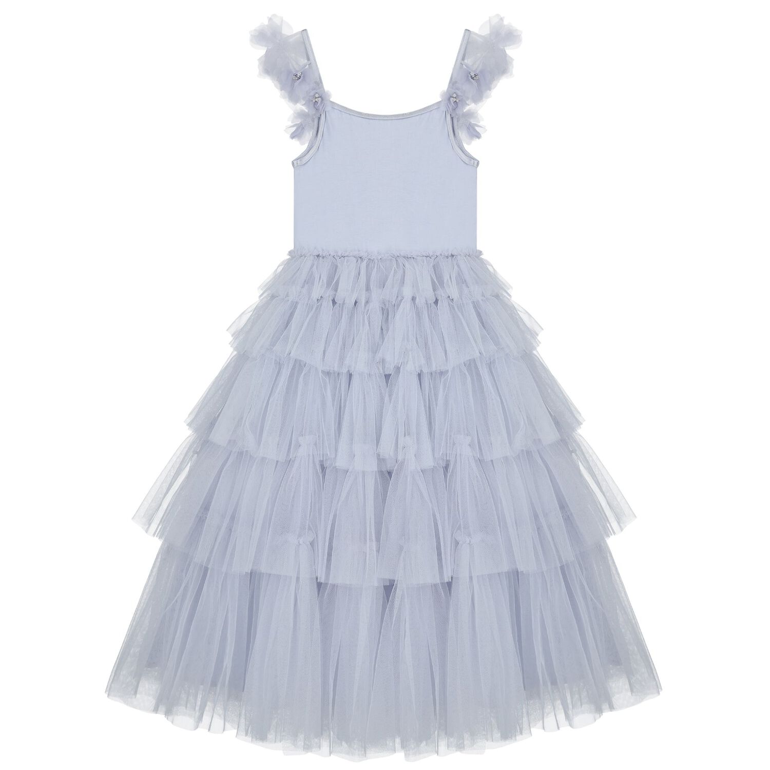 Girls Blue Sequin Tulle Dress, 1, hi-res