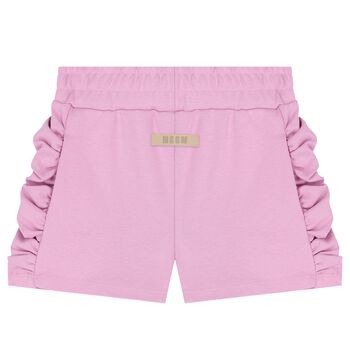 Girls Pink Logo Ruffled Shorts