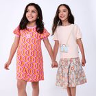 Girls Blue Logo Tiered Skirt, 1, hi-res