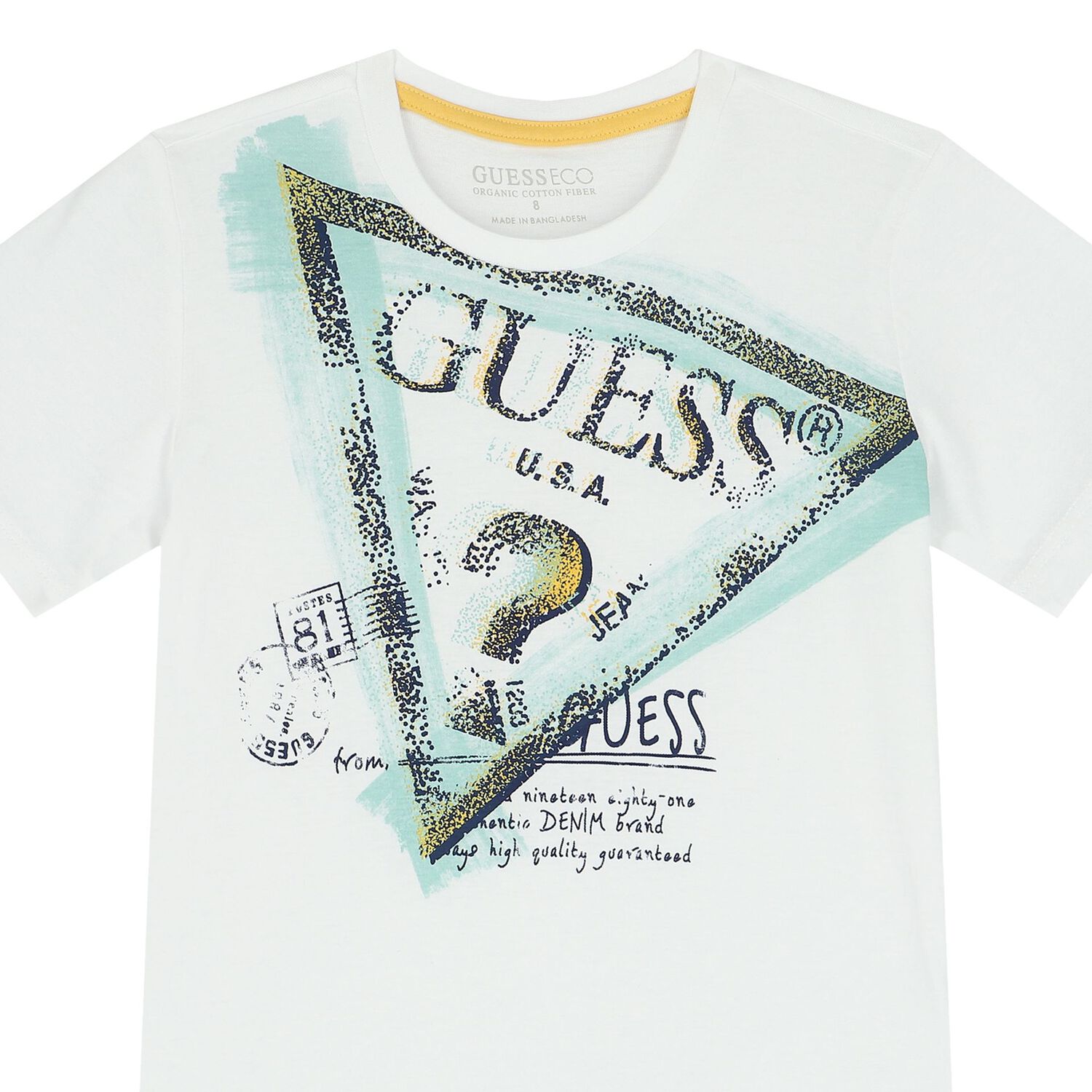 تيشيرت أولاد بالشعار باللون الأبيض, 1, hi-res