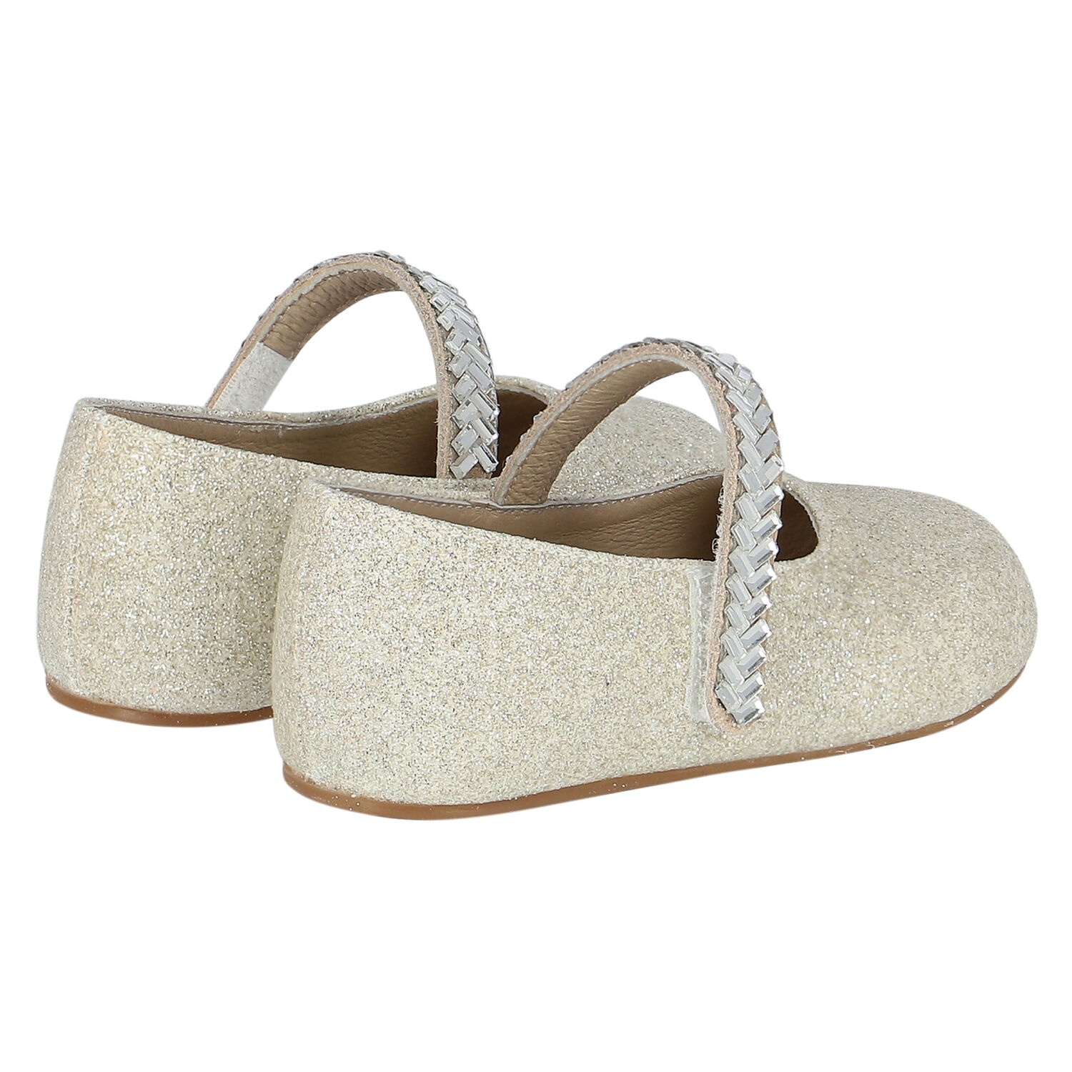 Baby Girls Ivory & Silver Glitter Shoes, 1, hi-res image number null