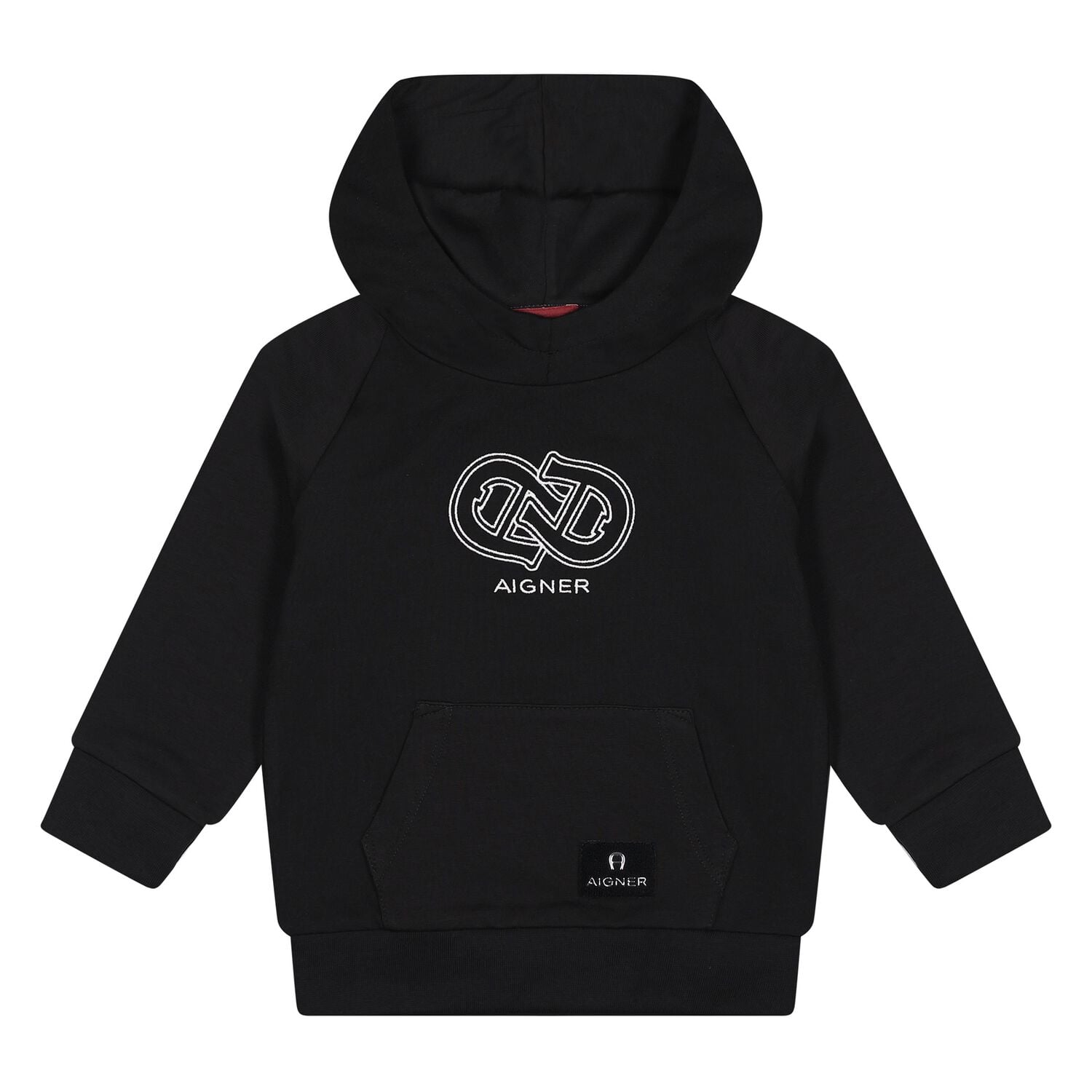 Younger Boys Black Logo Hooded Top, 1, hi-res