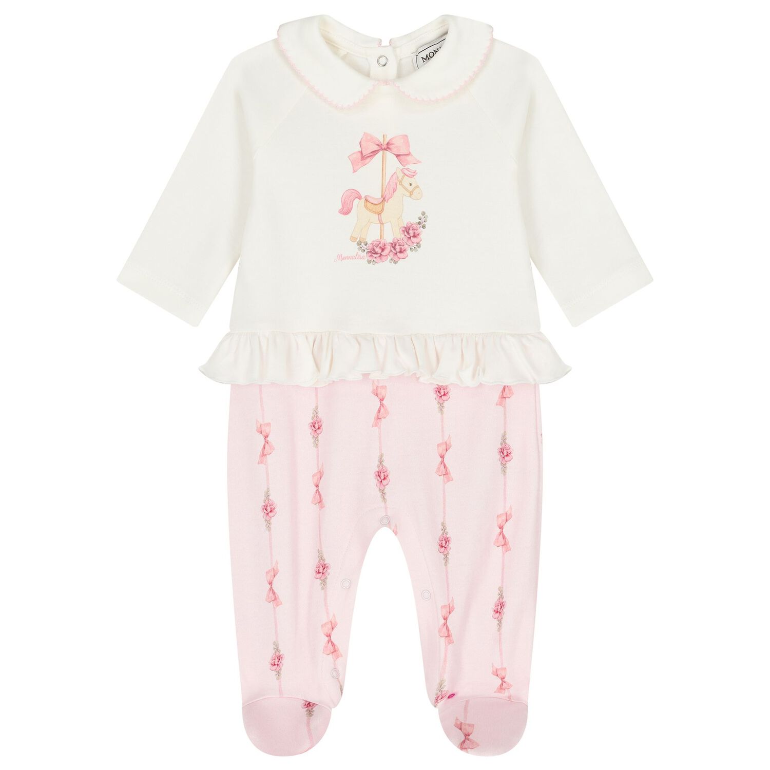 Baby Girls Ivory & Pink Carousel Babygrow Gift Set, 1, hi-res