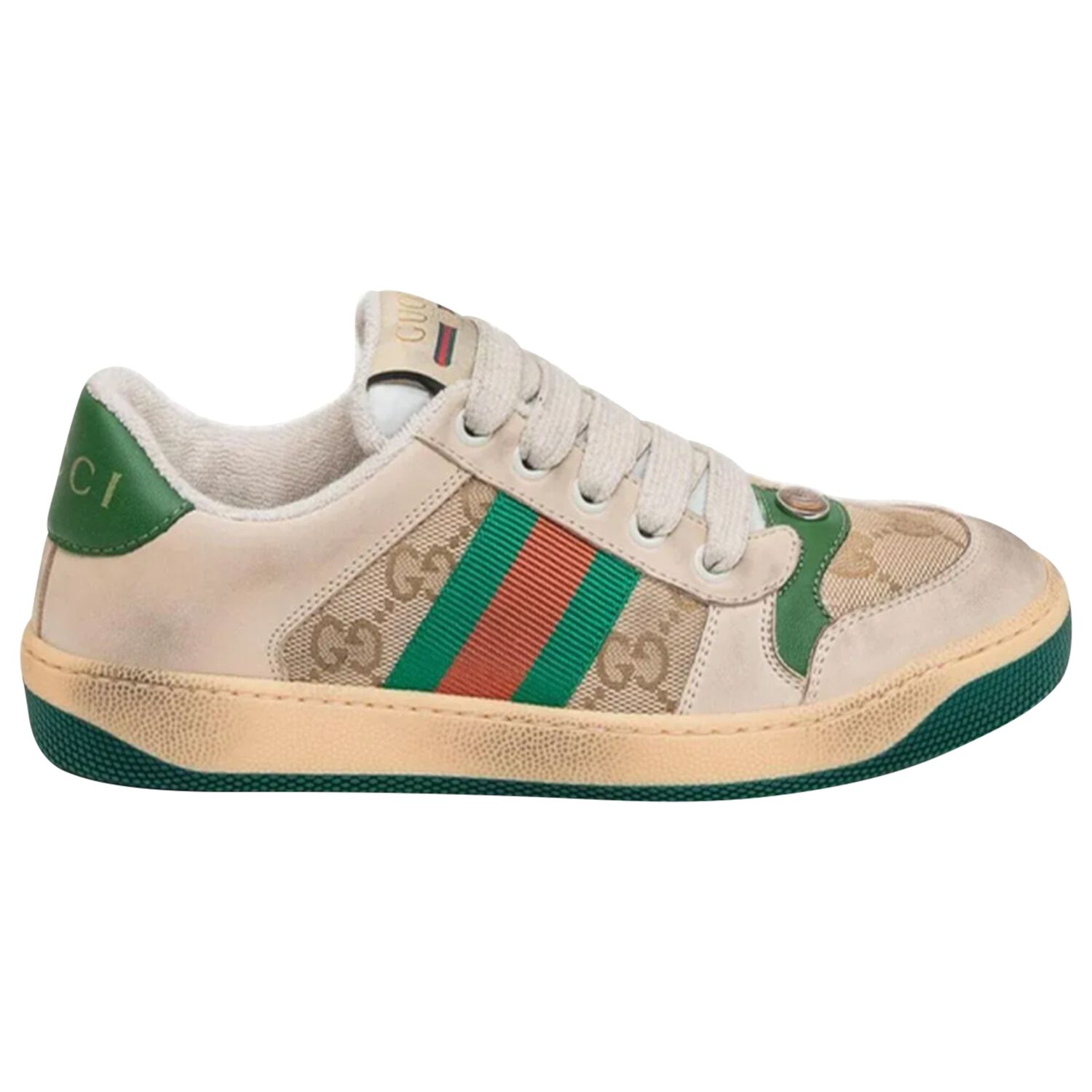 Beige & Green GG Supreme Trainers, 1, hi-res