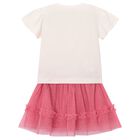 Girls Ivory & Pink Floral Tulle Skirt Set, 3, hi-res