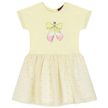 Younger Girls Yellow Bow Chiffon Dress