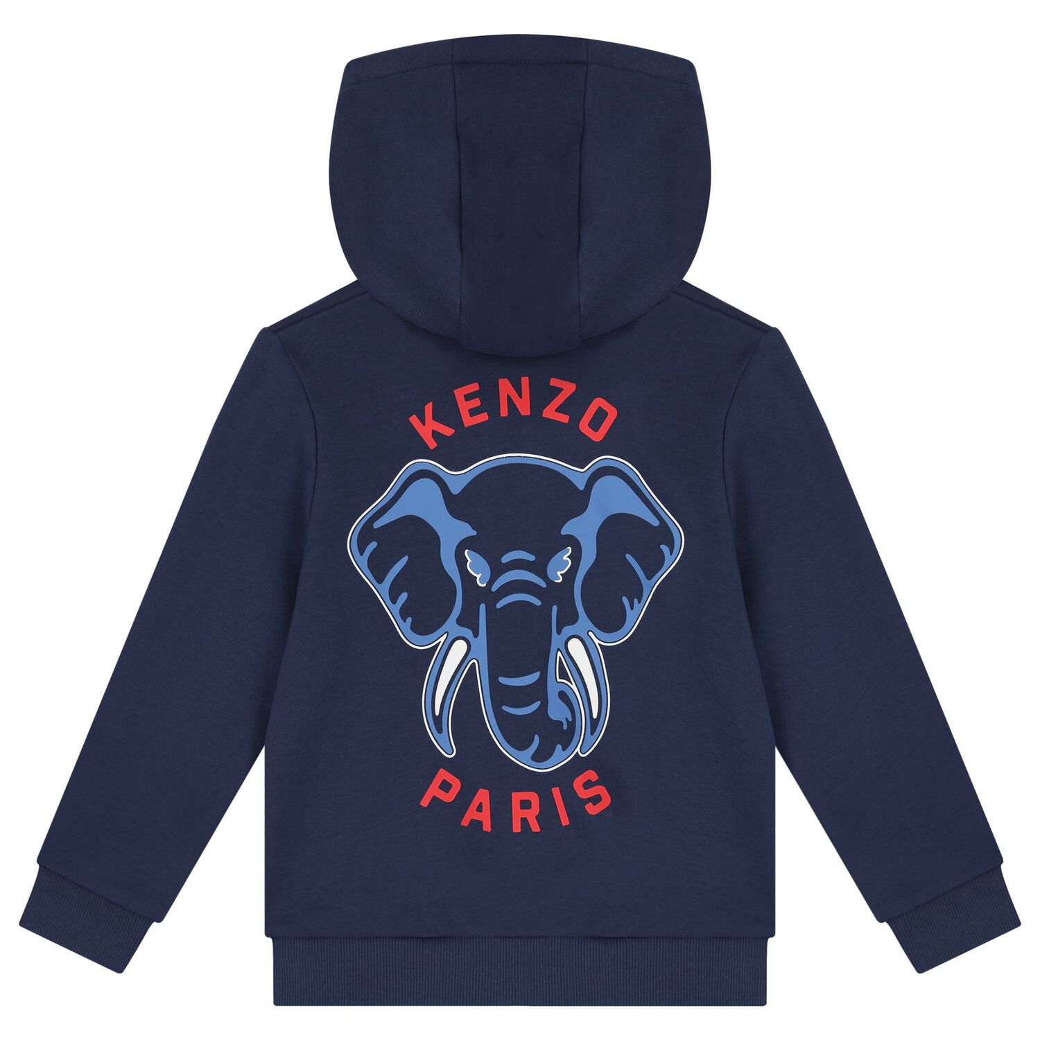 Boys Navy Blue Elephant Logo Hooded Zip Up Top, 1, hi-res image number null