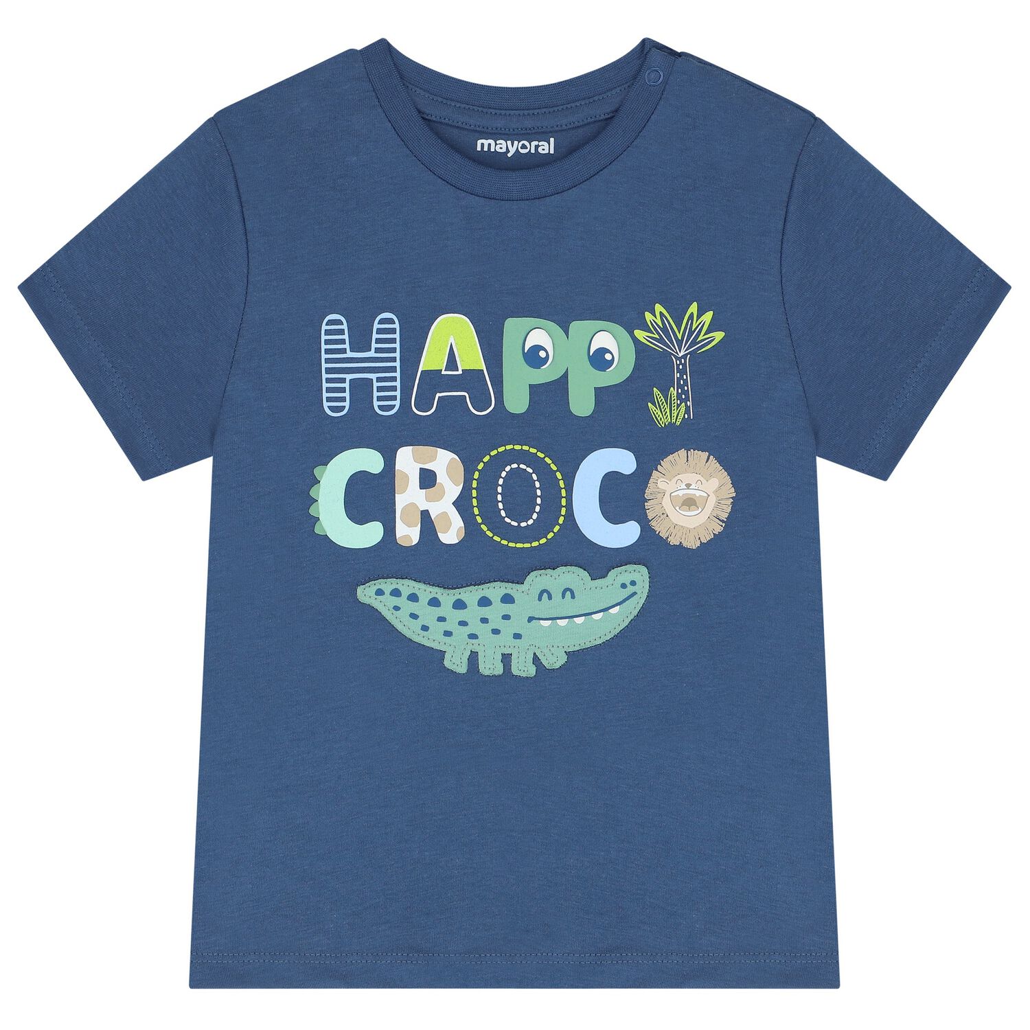 Younger Boys Blue Crocodile T-Shirt, 1, hi-res
