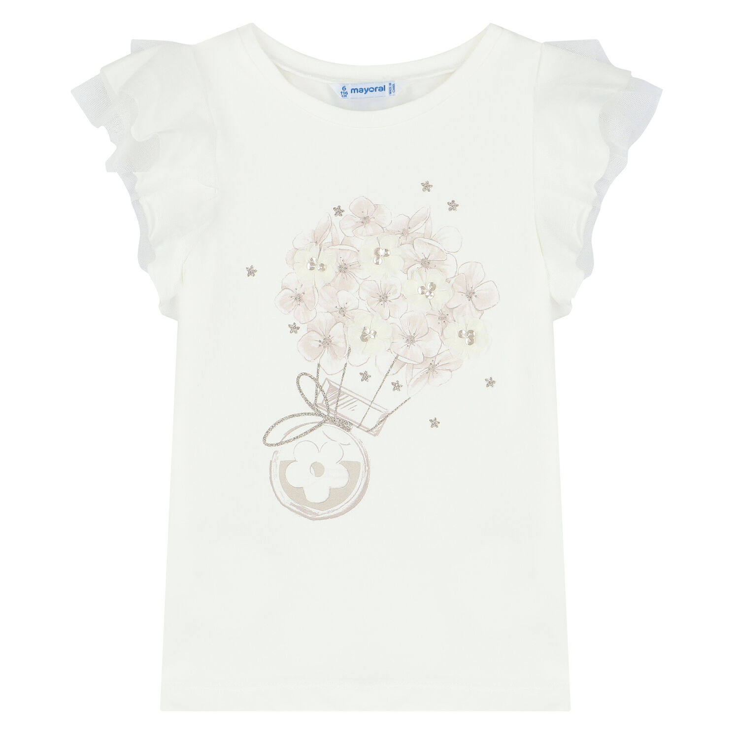 Girls Ivory Floral T-Shirt, 2, hi-res