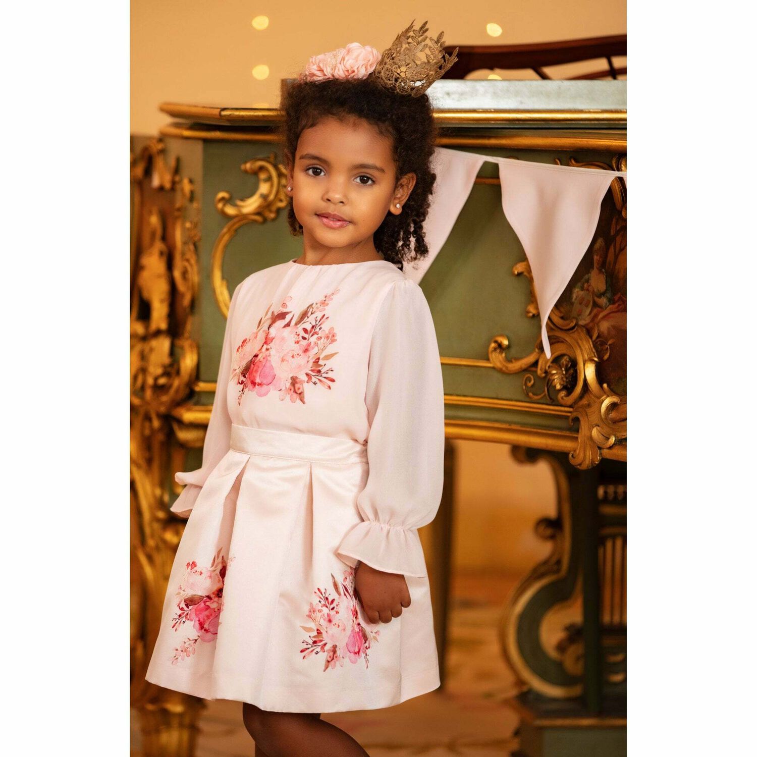 تنورة مطبعة باللون الزهرى للبنات, 1, hi-res image number null