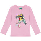 Girls Pink Varsity Tiger Long Sleeve Top, 1, hi-res