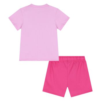 Younger Girls Pink Logo Shorts Set