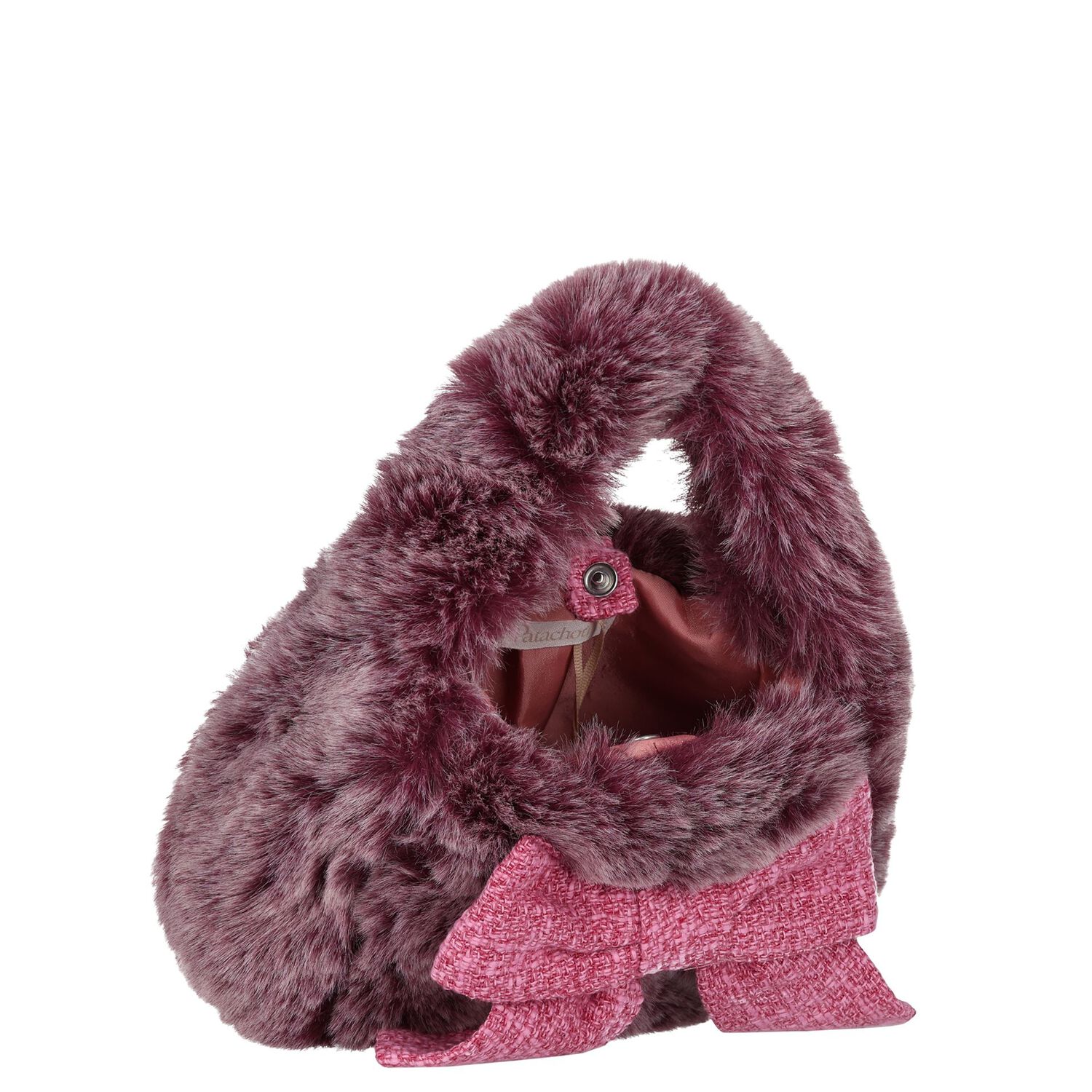 Girls Purple Faux Fur Handbag, 4, hi-res