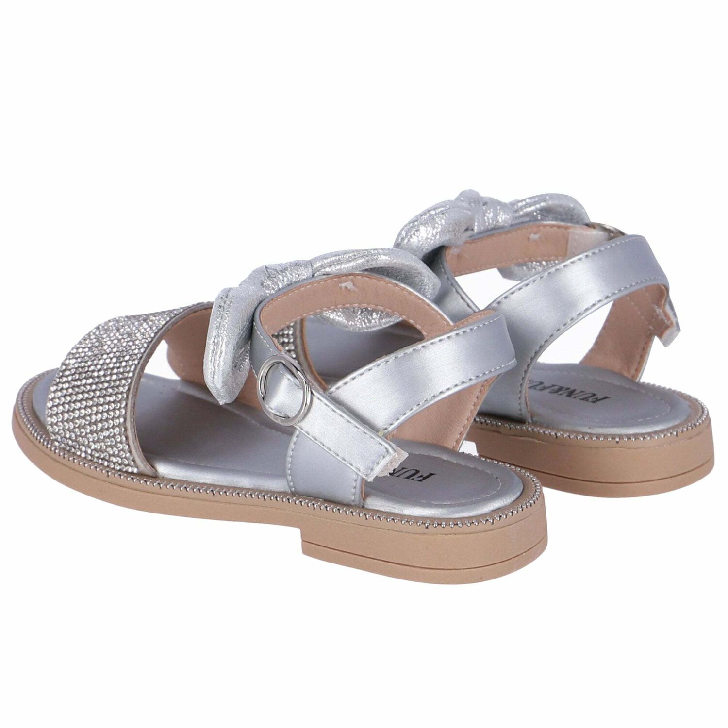 Girls Silver Embellished Sandals, 1, hi-res