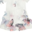 Girls White 3D Butterfly Applique Dress, 1, hi-res