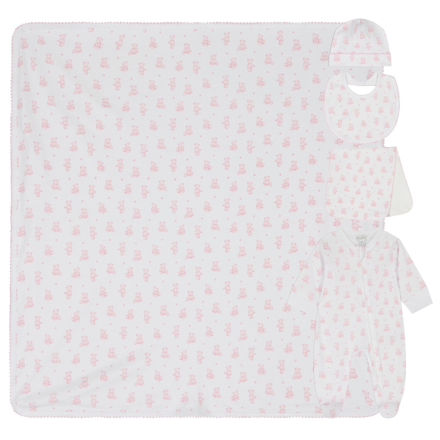 Baby Girls White & Pink Teddy Bear Babygrow Gift Set , 1, hi-res