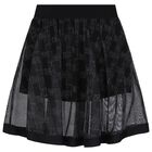 Girls Black Logo Skirt, 1, hi-res