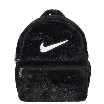 Girls Black Logo Faux Fur Backpack