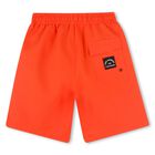 Boys Orange Logo Swim Shorts, 2, hi-res