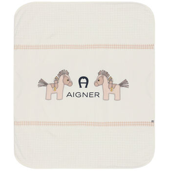 Ivory Horse & Logo Baby Blanket