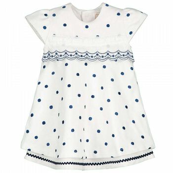 Baby Girls White & Blue Dress Set
