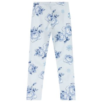 Girls Blue Roses Leggings