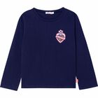 Girls Navy Logo Long Sleeve Top, 2, hi-res