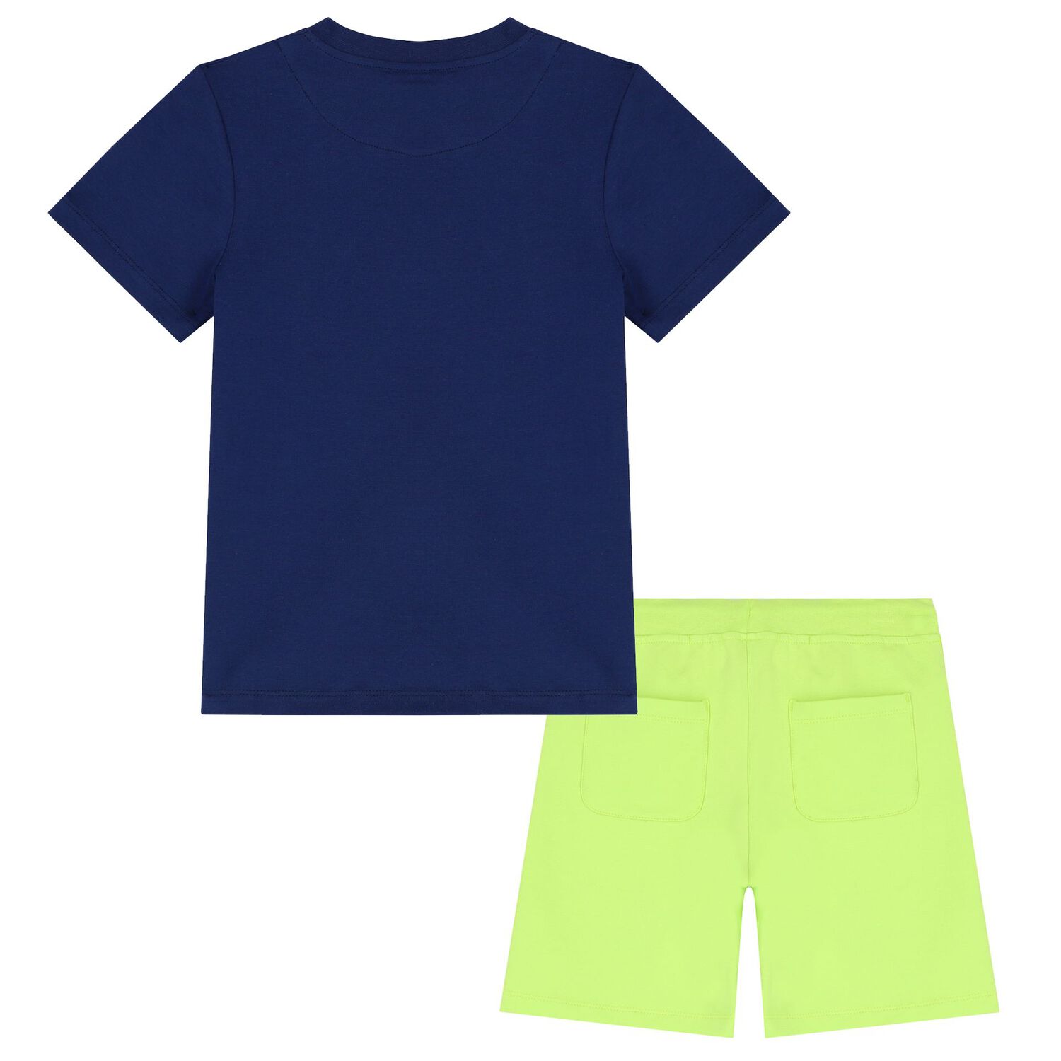 Boys Navy Blue & Green Logo Shorts Set, 1, hi-res image number null