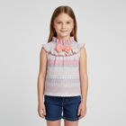 Girls Pink & Blue Crochet Knitted Top, 1, hi-res