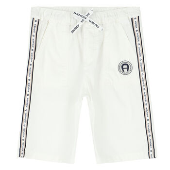 Boys White Logo Shorts