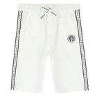 Boys White Logo Shorts, 1, hi-res