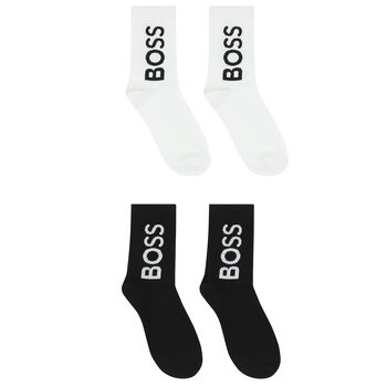 Boys Black & White Logo Socks (2 Pack)