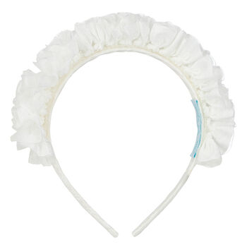 Girls White Ruffled Hairband