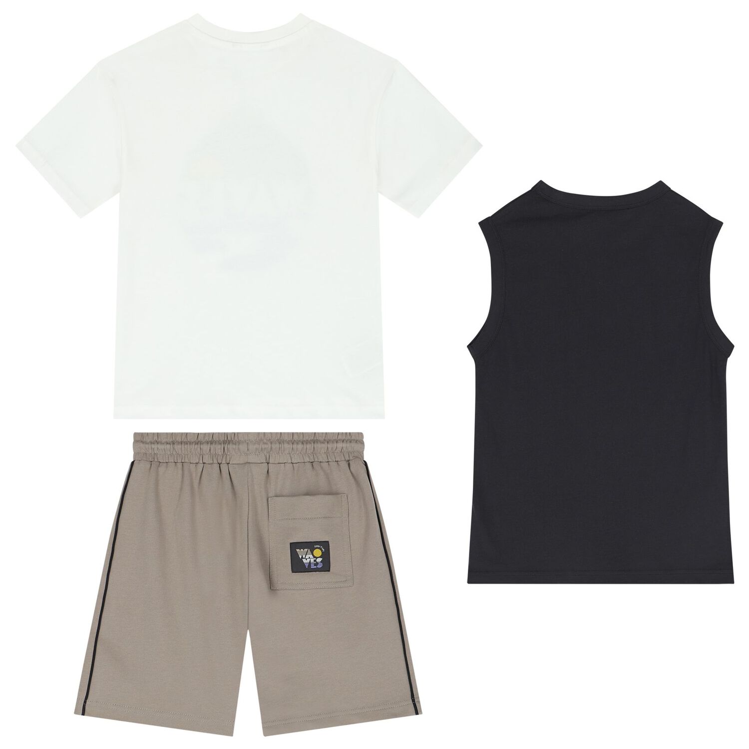 Boys Navy Blue, White & Grey Shorts Set, 1, hi-res