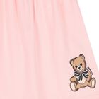 Girls Pink Teddy Bear Logo Skirt, 2, hi-res