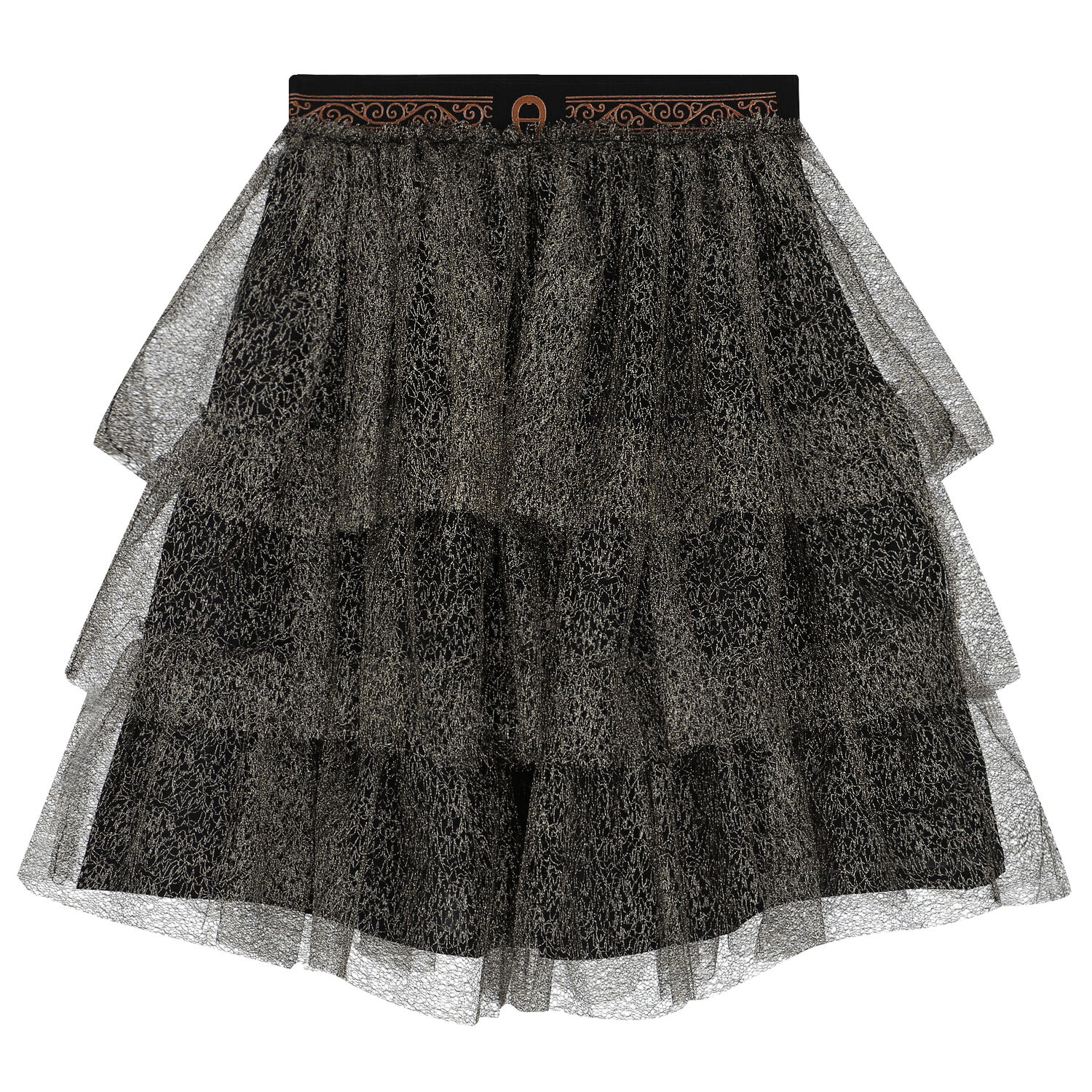 Girls Black & Gold Logo Tulle Skirt Set, 1, hi-res image number null