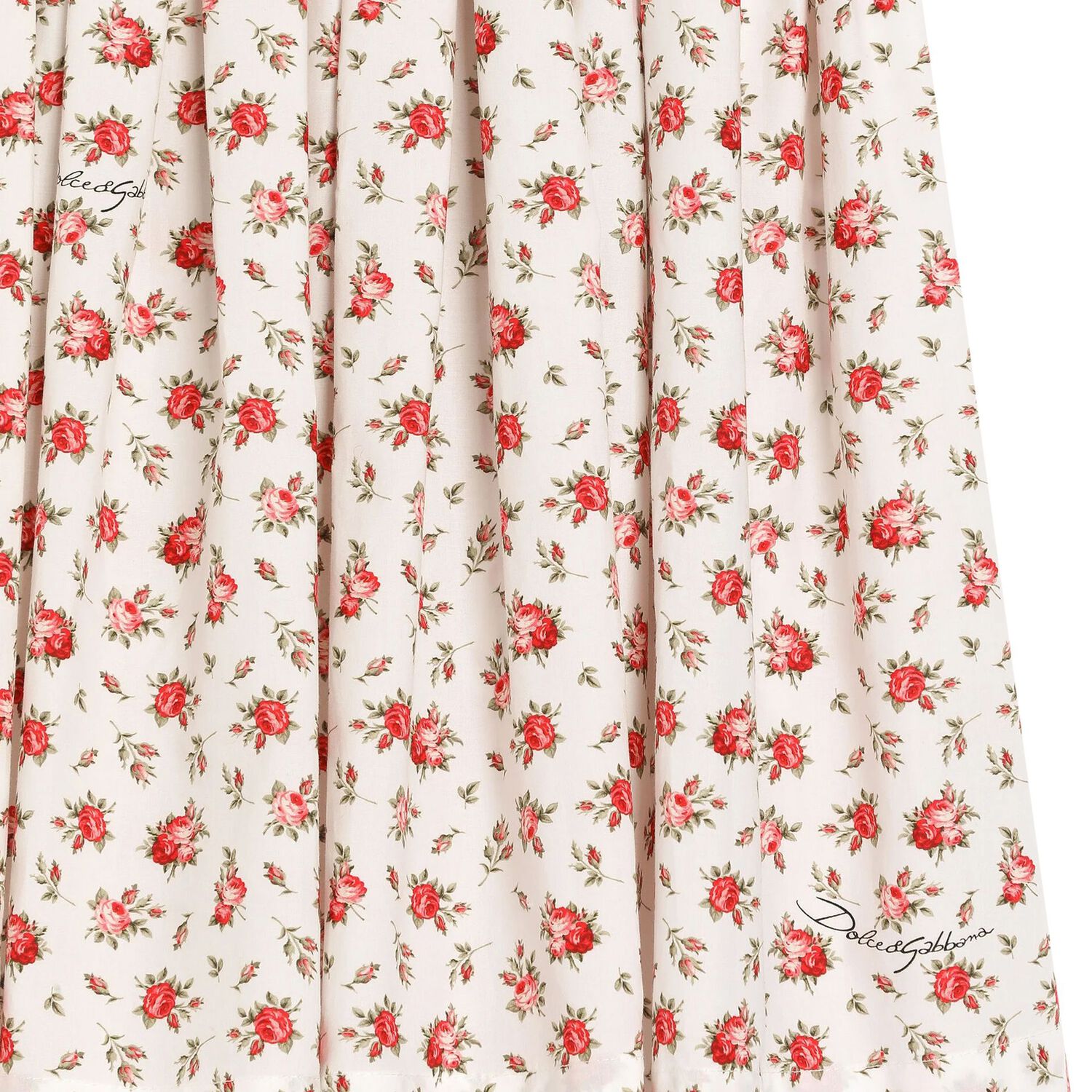 Girls Ivory & Red Roses Skirt, 1, hi-res
