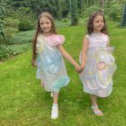 Girls White Flower Satin Dress, 1, hi-res