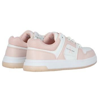 Girls Pink & White Logo Trainers