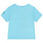 Baby Boys Turquoise & White Dungaree Set, 1, hi-res