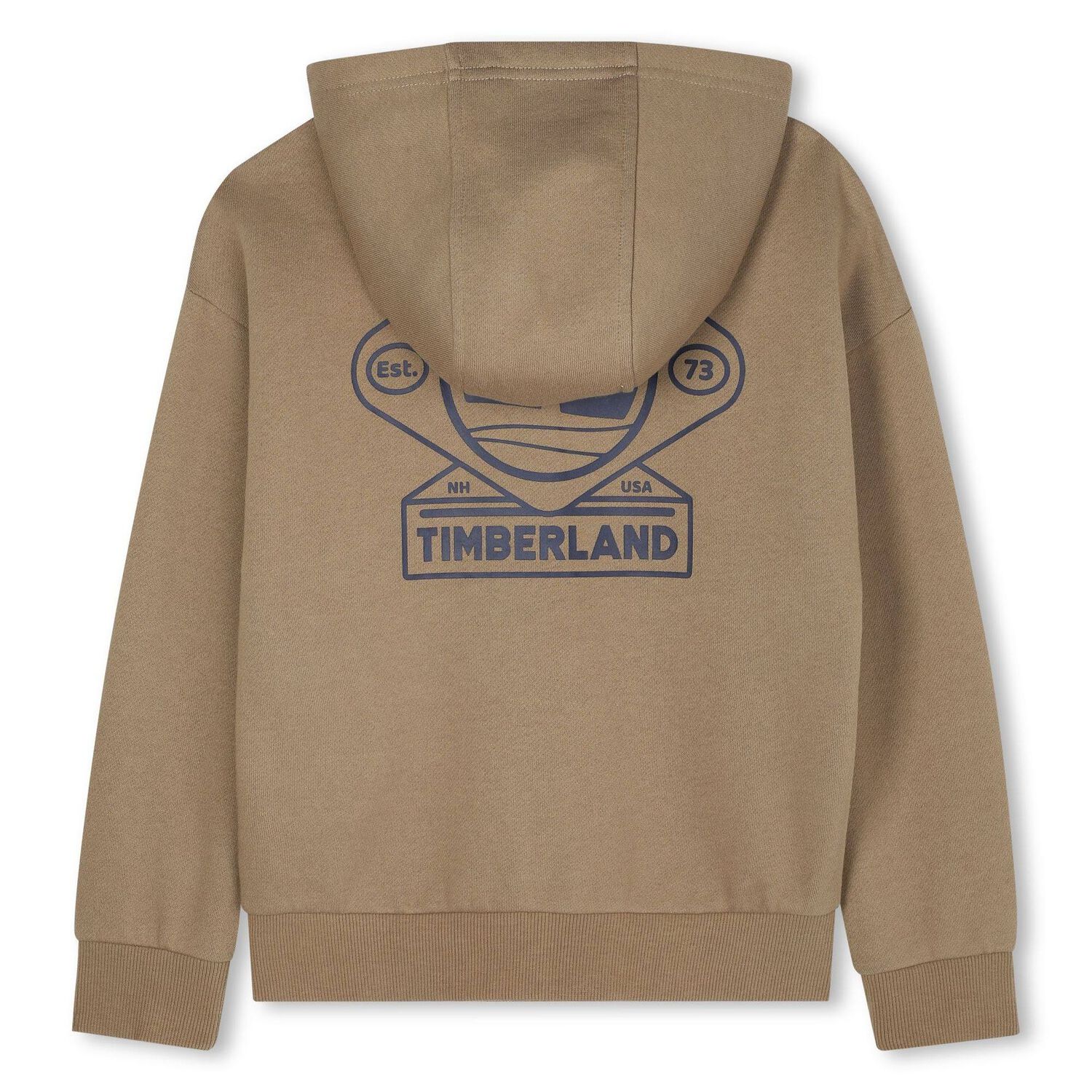 Boys Beige Logo Hooded Zip Up Top , 1, hi-res image number null