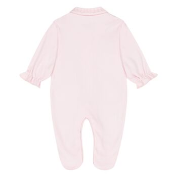 Baby Girls Pink Embroidered Babygrow