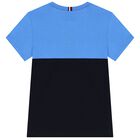 طقم شورت أولاد بالشعار باللون الكحلى والأزرق, 1, hi-res