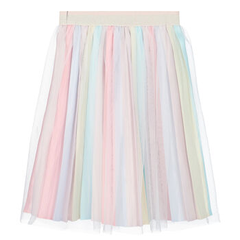 Girls Pink Pleated Satin Skirt