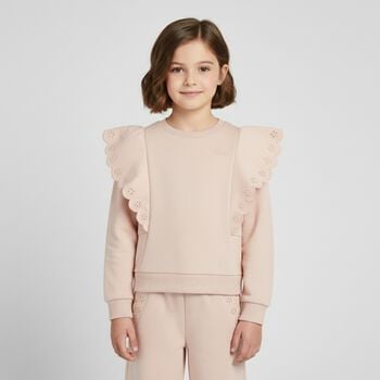 سويتشيرت بنات بالشعار باللون الزهري