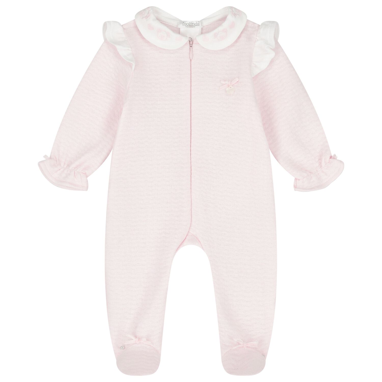 Baby Girls Pink Embroidered Babygrow, 1, hi-res image number null